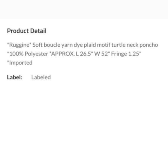 Soft Boucle Yarn Plaid Motif Turtleneck Poncho W/ Fringe-NEW - Picture 4 of 9